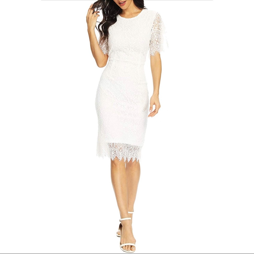 White lace cocktail dress - Picture 2 of 6